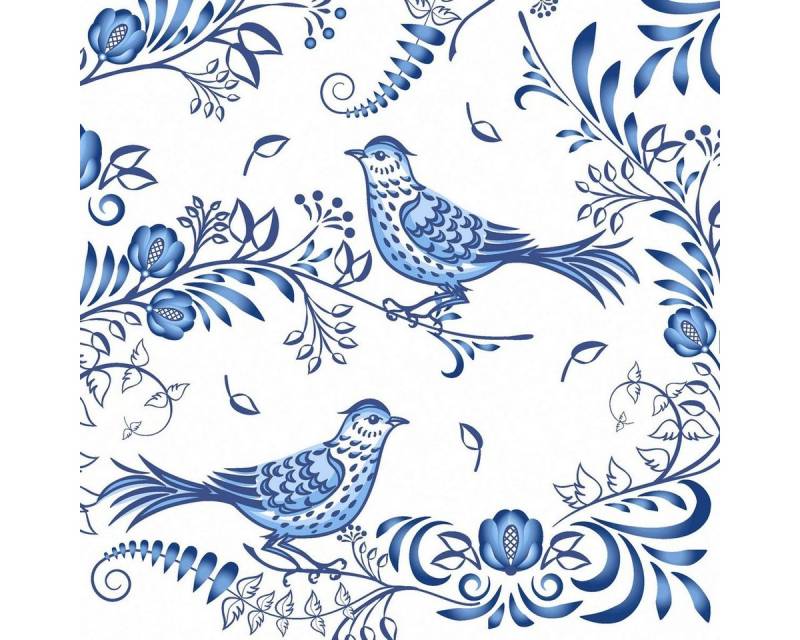 HOME FASHION Papierserviette 20 Servietten Porcelain Bird 33x33cm, (20 St) von HOME FASHION