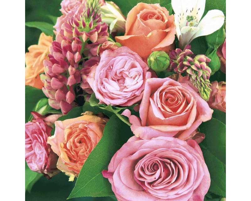 HOME FASHION Papierserviette 20 Servietten Romantic Flowers 33x33cm, (20 St) von HOME FASHION