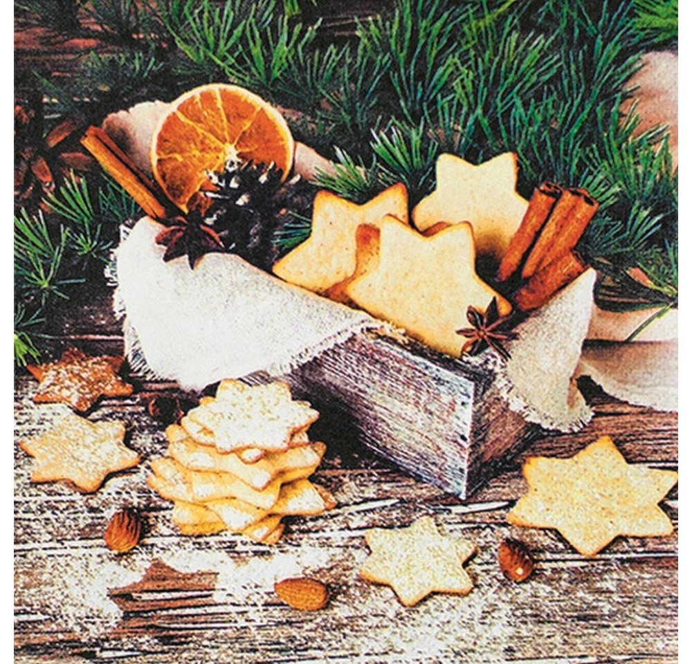 HOME FASHION Papierserviette RP 20 Servietten Shortbread - Leckerein für Weihnachten 33x33cm, (20 St) von HOME FASHION