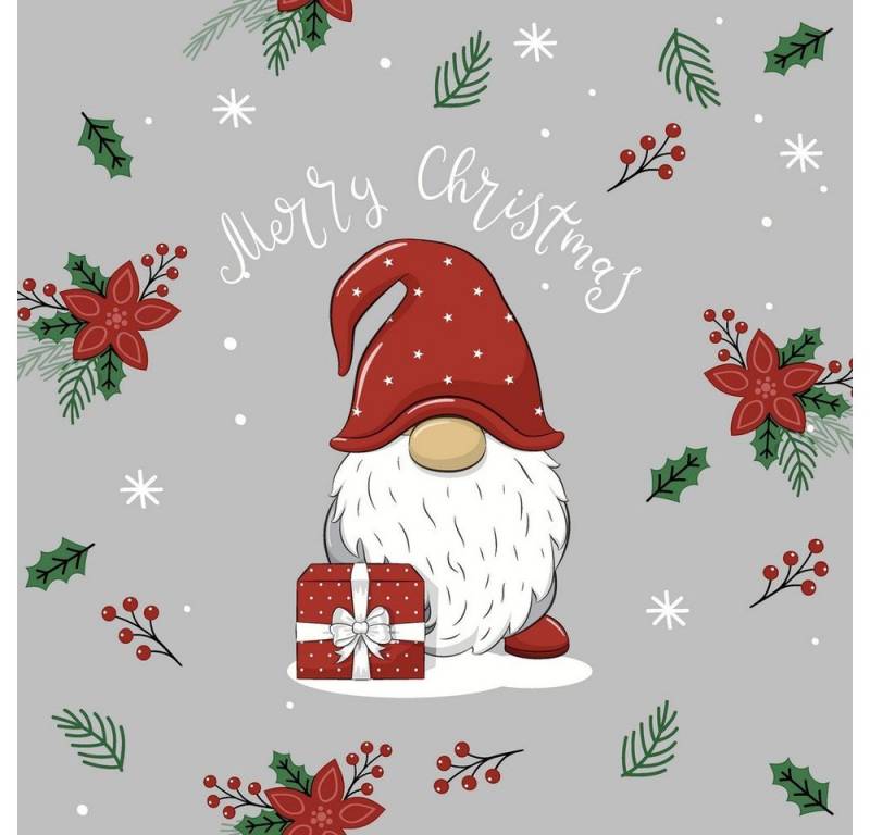 HOME FASHION Papierserviette 20 Servietten Tomte with Gift 33x33cm, (20 St) von HOME FASHION