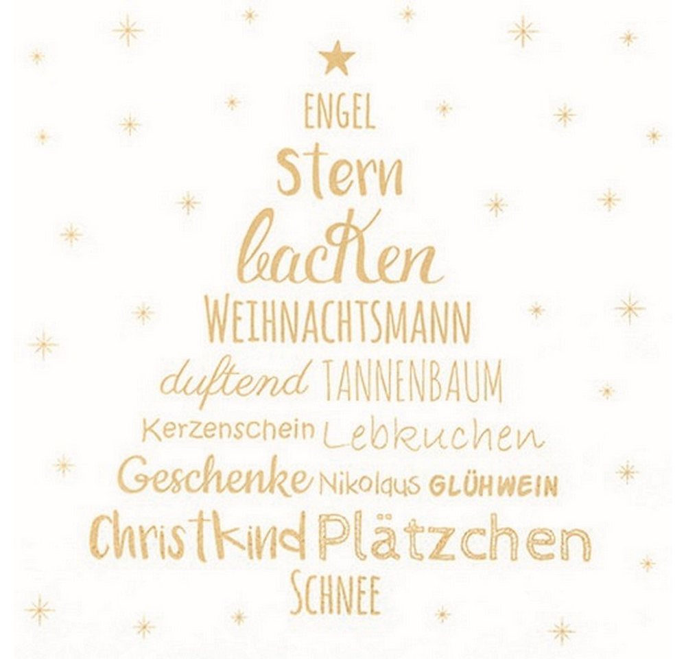 HOME FASHION Papierserviette 20 Servietten Weihnachtszeit gold - Weihnachten kurz erklärt 33x33cm, (20 St) von HOME FASHION