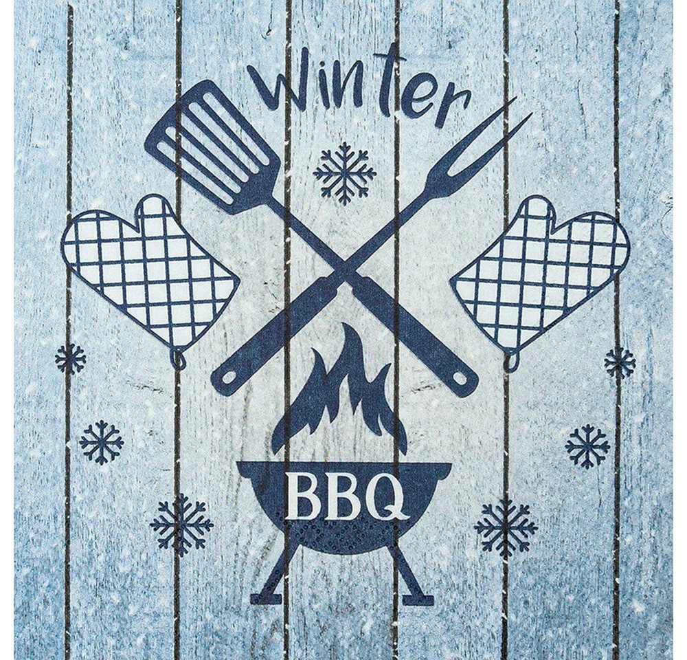 HOME FASHION Papierserviette 20 Servietten Winter BBQ - Wintergrillen 33x33cm, (20 St) von HOME FASHION