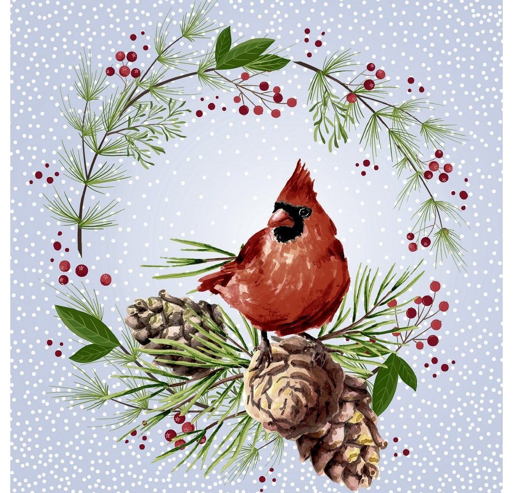 HOME FASHION Papierserviette 20 Servietten Winter Cardinal 33x33cm, (20 St) von HOME FASHION