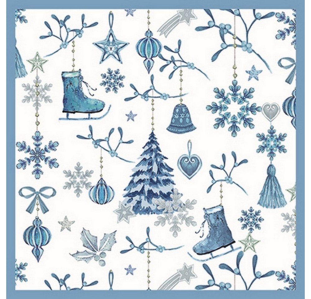 HOME FASHION Papierserviette 20 Servietten Winter Collection - Blaue Winterharmonie 33x33cm, (20 St) von HOME FASHION