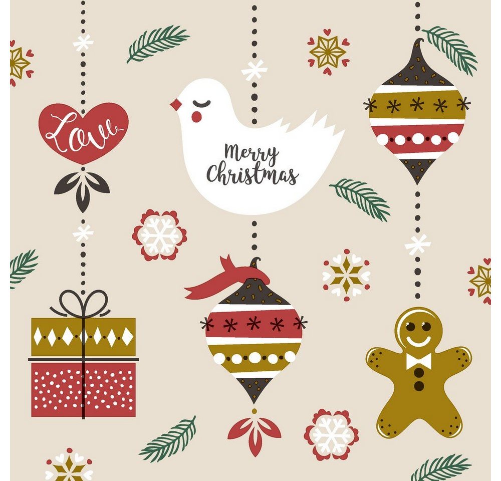 HOME FASHION Papierserviette 20 Servietten Xmas Hangings 33x33cm, (20 St) von HOME FASHION