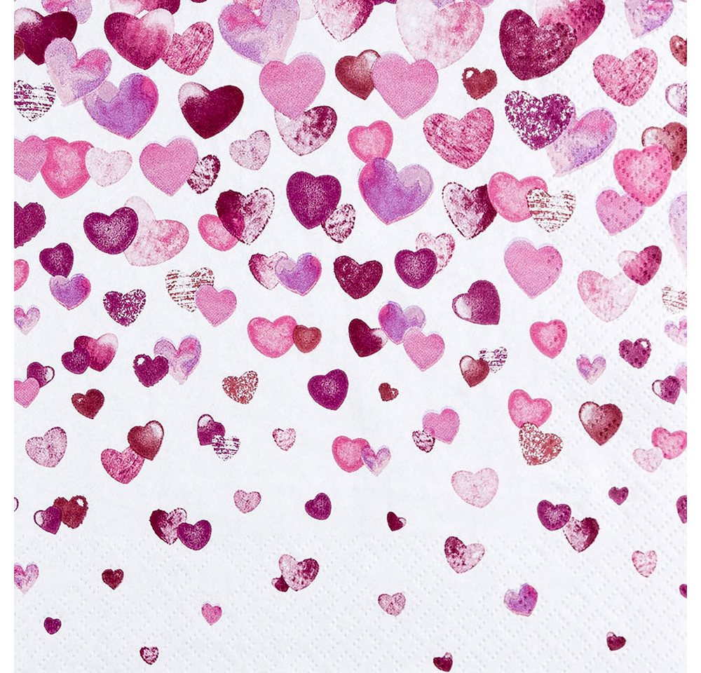 HOME FASHION Papierserviette Lovely Hearts, (20 St), 33x33cm von HOME FASHION