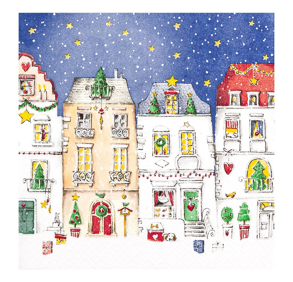 HOME FASHION Papierserviette Winter Village, (20 St), 33x33cm von HOME FASHION
