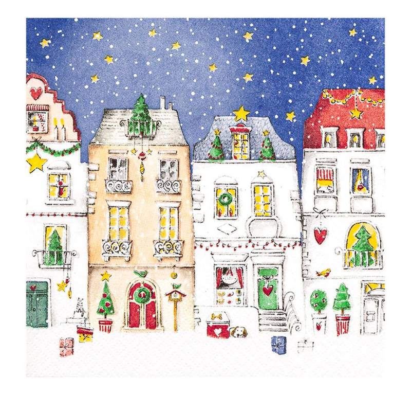 HOME FASHION Papierserviette Winter Village, (20 St), 33x33cm von HOME FASHION