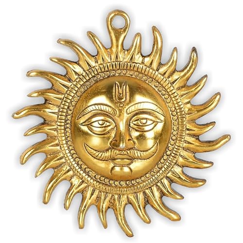 HOME GENIE „Messing Surya Wandbehang | Sonnengott Wanddekoration für Zuhause und Büro | Positive Energie & Vastu-Korrektur von HOME GENIE