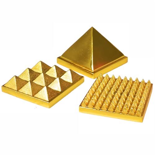 HOME GENIE 3-lagige Messingpyramide für Vastu-Korrektur, Positive Energie und Heimdekoration – handgefertigtes spirituelles Werkzeug (4 x 4 cm) von HOME GENIE