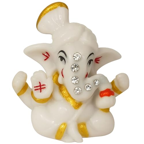 HOME GENIE Car Dashboard Pagdi Ganesha Statue 2.5 Inch (6.5 cm) | Ganpati Idol for Car Dashboard & Home Decor | Mini Ganesh Statue Gift von HOME GENIE