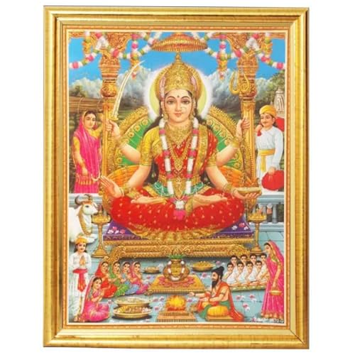 HOME GENIE Goddess Annapurna Photo Frame | Hindu Wall Art for Kitchen, Pooja Room & Temple | Golden Frame Décor for Abundance, Devotion, and Traditional Gifting von HOME GENIE