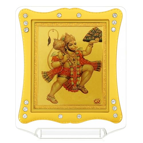 HOME GENIE Golden Foil Acrylic Hanumn Frame 3 Inch (8 cm) | Ganpati Idol for Car Dashboard & Home Decor | Mini Ganesh Statue Gift von HOME GENIE