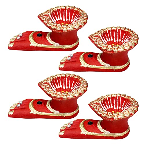 HOME GENIE Handmade Diyas for Diwali/Deepawali Decoration | Hand Painted Clay Mitti Diya | Lanterns for Diwali Decoration | Decoration Mitti Diya | Colourful Diyas - 4 Pair von HOME GENIE