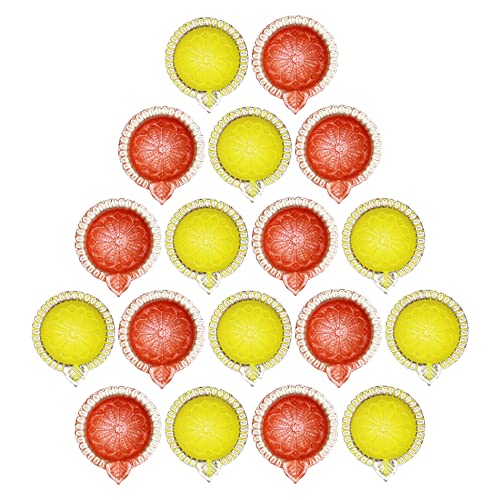 HOME GENIE Handmade Diyas for Diwali/Deepawali Decoration | Hand Painted Clay Mitti Diya | Lanterns for Diwali Decoration | Decoration Mitti Diya | Colourful Diyas - Pack of 18 von HOME GENIE