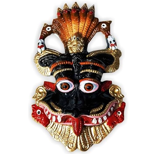 HOME GENIE Keerthi Mukha Wandbehang | Traditionelle Schutzmaske | Handgefertigtes Holzdekor | Hinduistisches Vastu-Symbol | Mehrfarbiges Finish | Größe von HOME GENIE