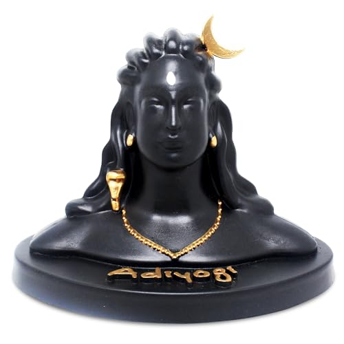 HOME GENIE Lord Adiyogi Shiva Idol Murti Statue für Auto Armaturenbrett Mahadev Shiv Shankar Prunkstück (Schwarz) von HOME GENIE