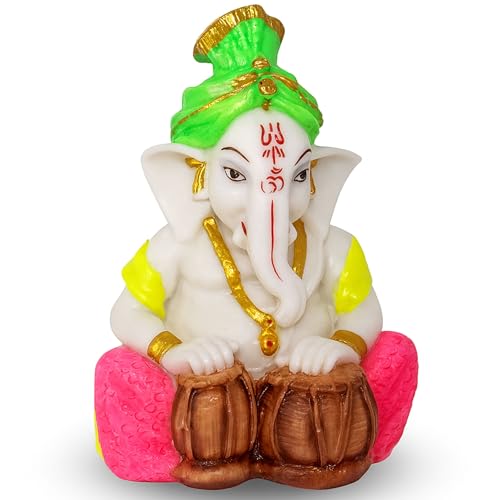 HOME GENIE Marble Look Ganesh Idol 4.5 Inch (11.5 cm) | Ganpati Idol for Car Dashboard & Home Decor | Mini Ganesh Statue Gift von HOME GENIE