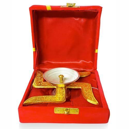 Home Genie Brass Swastik Jyot Diya with Velvet Box | Traditional Oil Lamp in Swastik Shape for Pooja, Aarti, Decor & Gifting | Unique Design – 10 cm Width, 3.5 cm Height, 150g Home Genie Brass Swastik Jyot Diya with Velvet Box | Traditional Oil Lamp in Swastik Shape for Pooja, Aarti, Decor & Gifting | Unique Design – 10 cm Width, 3.5 cm Height, 150g von HOME GENIE