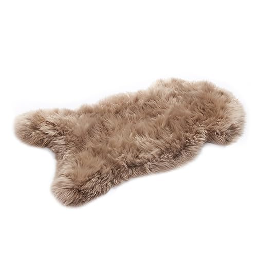 HOME LAMB Lammfell Cappuccino 120-130 cm - Weich Schaffell Echt - Natürliche Teppich Wohnzimmer - Flauschig - Deko Fell Schlafzimmer - Naturfell von HOME LAMB