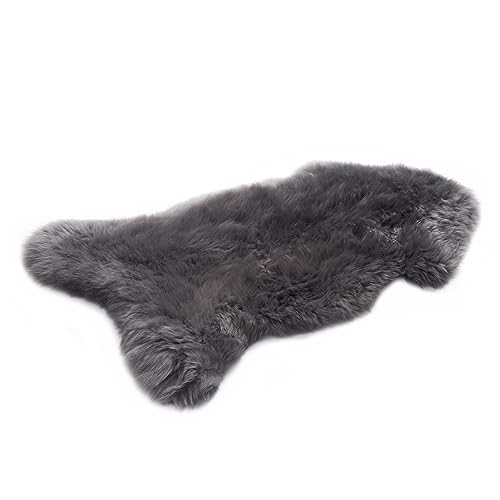 HOME LAMB Lammfell Grau 100-110 cm - Weich Schaffell Echt - Natürliche Teppich Wohnzimmer - Flauschig - Deko Fell Schlafzimmer - Naturfell von HOME LAMB