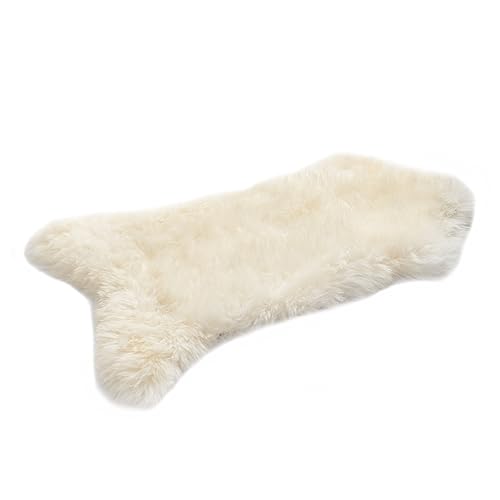 HOME LAMB Lammfell Weiß 100-110 cm - Weich Schaffell Echt - Natürliche Lammfell Teppich Wohnzimmer - Flauschig Lammfell Echt - Deko Fell Schlafzimmer - Naturfell - Lammfelle von HOME LAMB