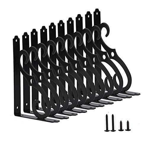 HOME MASTER HARDWARE Dekorative Regalhalterungen 8 Zoll Wandmontage Schwimmende Regalhalterung für DIY offenes Regal 10 Pack L Form Heavy Duty Metall Eckstrebe Regalträger Schwarz von HOME MASTER HARDWARE