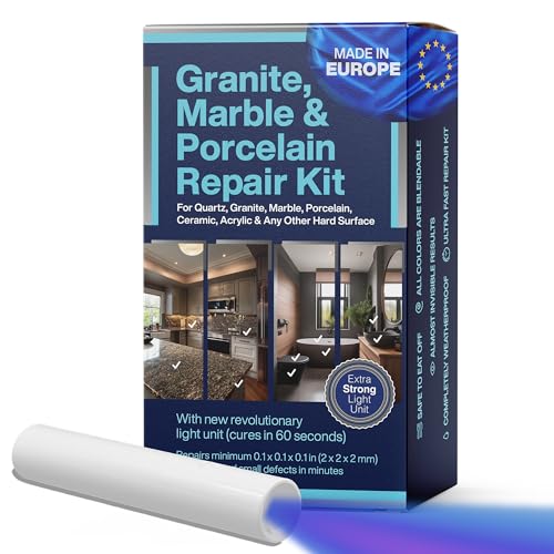 Graniet Reparatieset DIY (Transparant, Zwart & Acryl) - Herstel uw defect als een professional | Geschikt voor de meeste reparaties | Repareer gebroken stukjes in enkele minuten von NNREPAIR