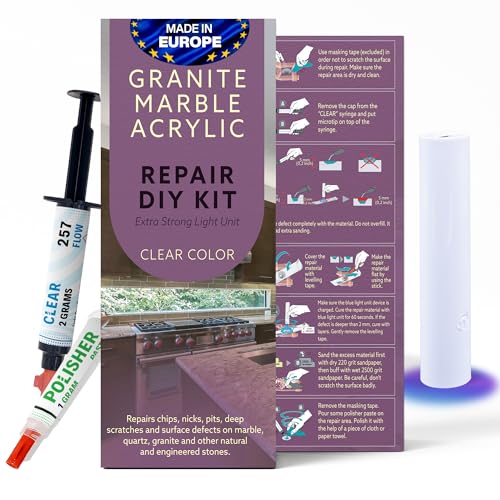 Granite, Marble and Acrylic Repair Kit (Clear/Transparent) - Fix Your Defects Like a Pro I Suitable for Most Repairs I Fix Broken Chips in Minutes von NNREPAIR