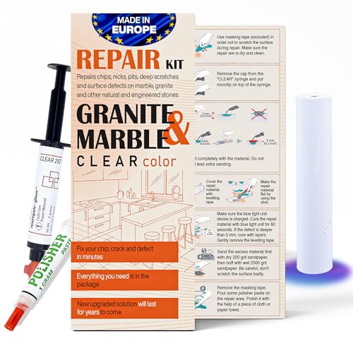 Quartz Chip Repair Kit DIY (Clear/Transparent) - Fix Your Defects Like a Pro I Suitable for Most Repairs I Fix Broken Chips in Minutes von NNREPAIR