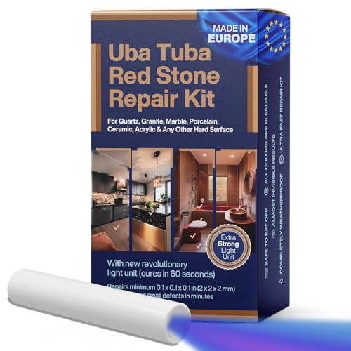 UBA Tuba & Black Stone Repair DIY Kit (Red, Black & Clear Color) - Ideal as Granite Repair Kit I Works Great as Quartz Countertop Repair Kit I Also for Ceramic, Tile and Porcelain Repair Kit von NNREPAIR