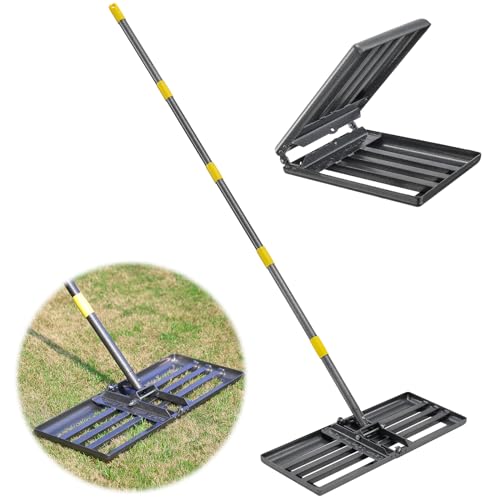 HOME RIGHT Rasenrechen mit Stiel Faltbar, 183cm Rasenrechen Lawn Leveling Raken Schwarz Metall, Robustes Boden Rasenplaner Werkzeug Rasenschieber für Yard Golf Garten Hinterhof von HOME RIGHT