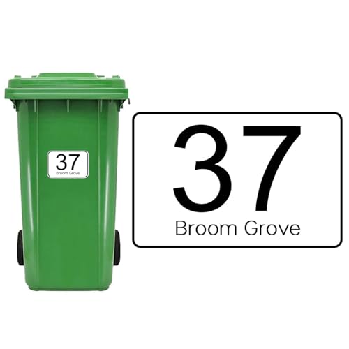 4-Teiliges Set Personalisierte Mülltonnenaufkleber,Wetterfest Aufkleber mülltonne mit Hausnummer und Straßenname,Personalisierte Mülltonnen Aufkleber für Wheelie Bins,100 x 150 /148 x 210/180 x 270 mm 4-Teiliges Set Personalisierte Mülltonnenaufkleber,Wetterfest Aufkleber mülltonne mit Hausnummer und Straßenname,Personalisierte Mülltonnen Aufkleber für Wheelie Bins,100 x 150 /148 x 210/180 x 270 mm von HOME'S FRIEND
