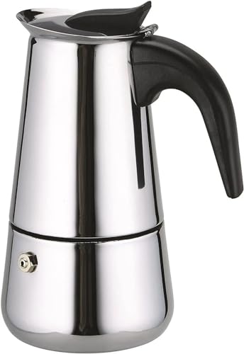 HOME SOLAZZIA Espressokocher aus Edelstahl für 4 Tassen 200 ml Kompatibel mit Gas, Ceranfeld und Elektroherd. Verwendung zu Hause und im Büro. Moka-Kaffeemaschine (4 Tassen 200 ml) von HOME SOLAZZIA