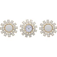 Deko-Spiegel in geometrischen Rahmen, 2er-Set + Wanduhr Deko-Spiegel in geometrischen Rahmen, 2er-Set + Wanduhr von HOME STYLING