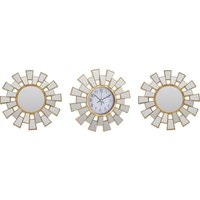 Home Styling - Deko-Spiegel in geometrischen Rahmen, 2er-Set + Wanduhr von HOME STYLING