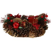 Home Styling - Kerzenhalter mit Zapfen, Weihnachtsdeko, für 2 Kerzen von HOME STYLING