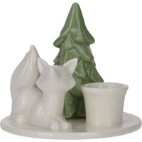 Home Styling - Kerzenständer aus Keramik, mit Weihnachtsbaum, 8 cm von HOME STYLING