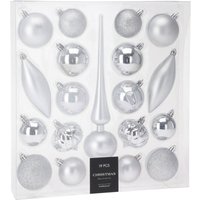 Home Styling - Weihnachtskugeln in verschiedenen Formen mit Spitze für den Weihnachtsbaum, 19er-Set von HOME STYLING