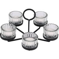 Home Styling - Kerzenhalter für 5 Teelichter, Metall und Glas, 21 x 21 x 12 cm von HOME STYLING