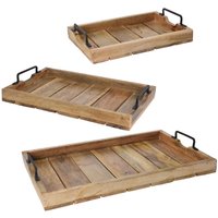 Home Styling - Serviertabletts aus Holz, 3 Stück im Set von HOME STYLING