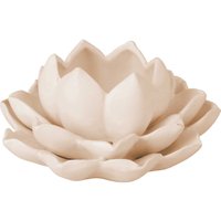 Home Styling - Teelichthalter Lotusblume aus Porzellan, 12,5 x 13 x 6,5 cm von HOME STYLING