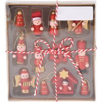 Weihnachtsbaumspielzeuge aus Holz, 12er-Set von HOME STYLING