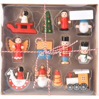 Weihnachtsbaumspielzeuge aus Holz, 12er-Set von HOME STYLING