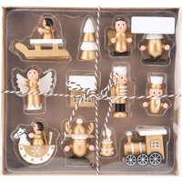 Weihnachtsbaumspielzeuge aus Holz, 12er-Set von HOME STYLING