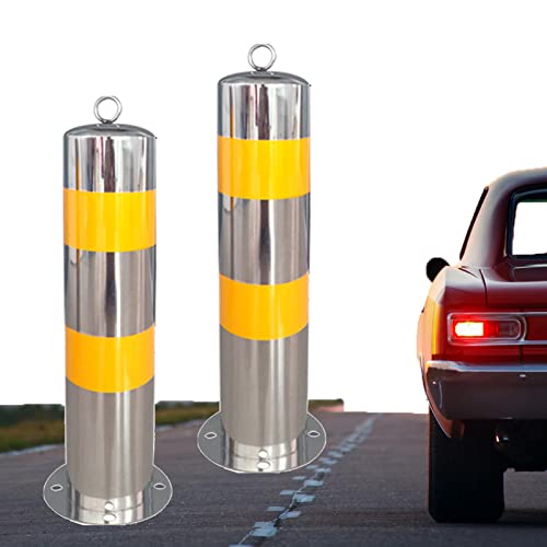 Edelstahl-Sicherheitspfosten Für Einfahrten,Parkplatz-Absperrung Reflektierendes Klebeband Parkpfosten-Poller Sperre Stahl Parkplatzsperre Poller mit Hängende Ringe, Silber Edelstahl-Sicherheitspfosten Für Einfahrten,Parkplatz-Absperrung Reflektierendes Klebeband Parkpfosten-Poller Sperre Stahl Parkplatzsperre Poller mit Hängende Ringe, Silber von HOME UK