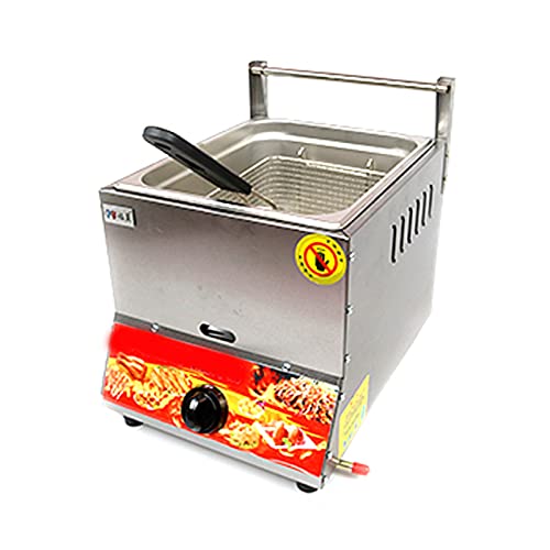 Gewerbliche Gas Fritteuse Edelstahl Fritteuse mit Frittierkorb und Deckel, Schnelles Erhitzen, Arbeitsplatte Öl Friteuse Für Restaurant Home für Brathähnchen und Pomm von HOME UK