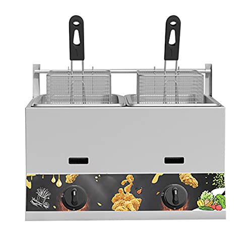 HOME UK Kommerzielle Gas Fritteuse Edelstahl Fritteuse Arbeitsplatte Öl Friteuse mit Frittierkorb und Deckel Friteuse mit großer Kapazität, geeignet für Pommes Frites von HOME UK