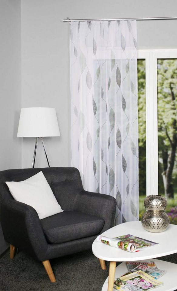 HOME WOHNIDEEN Gardine PAOLO, Kräuselband (1 St), halbtransparent, Voile, halbtransparent von HOME WOHNIDEEN