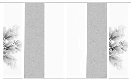 HOME WOHNIDEEN 084656 Schiebewand KESSI Seidenoptik, Digitaldruck mit Zubehör 245x60, Farbe:grau, Größe:245 x 60 cm, Anzahl:6er Set (4X Bedruckt. 2X Uni) von HOME WOHNIDEEN